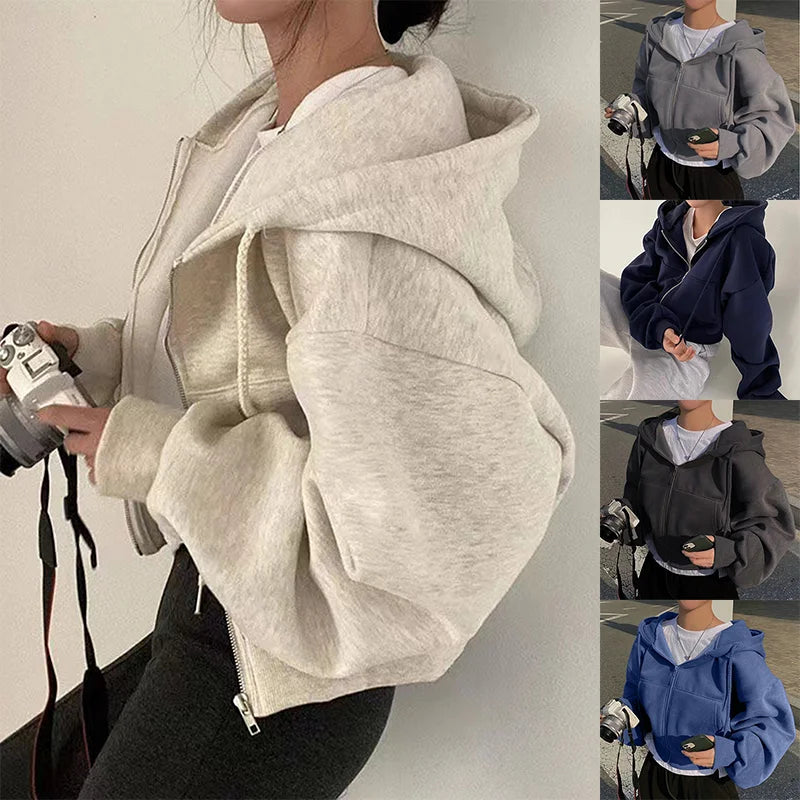 Insfleece-lined Versatile Cropped Zip-up
