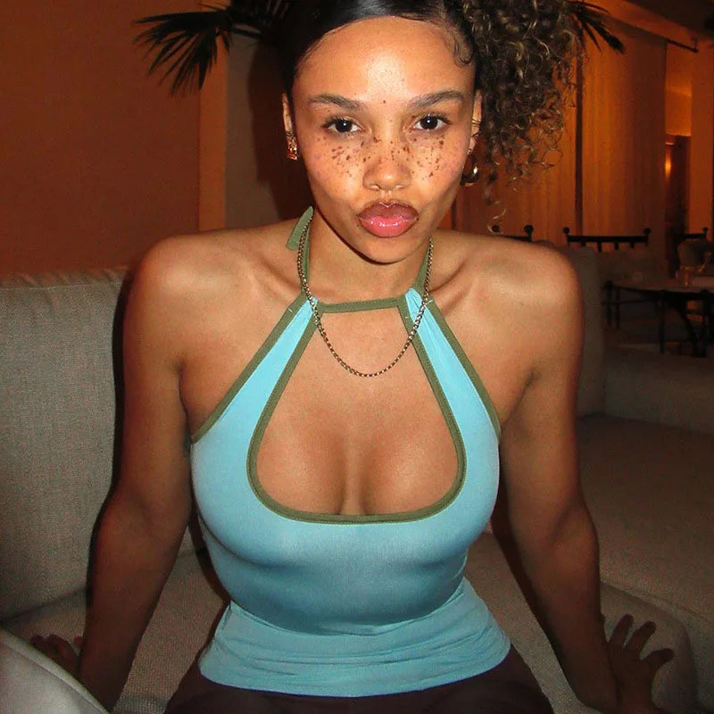 Y2k Halter Neck Tie Up Top