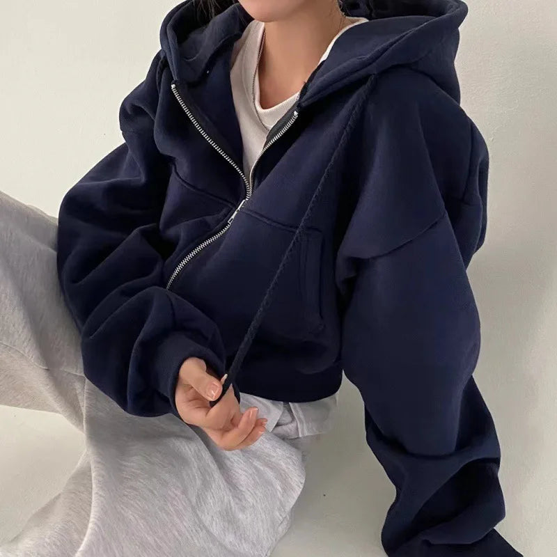 Insfleece-lined Versatile Cropped Zip-up