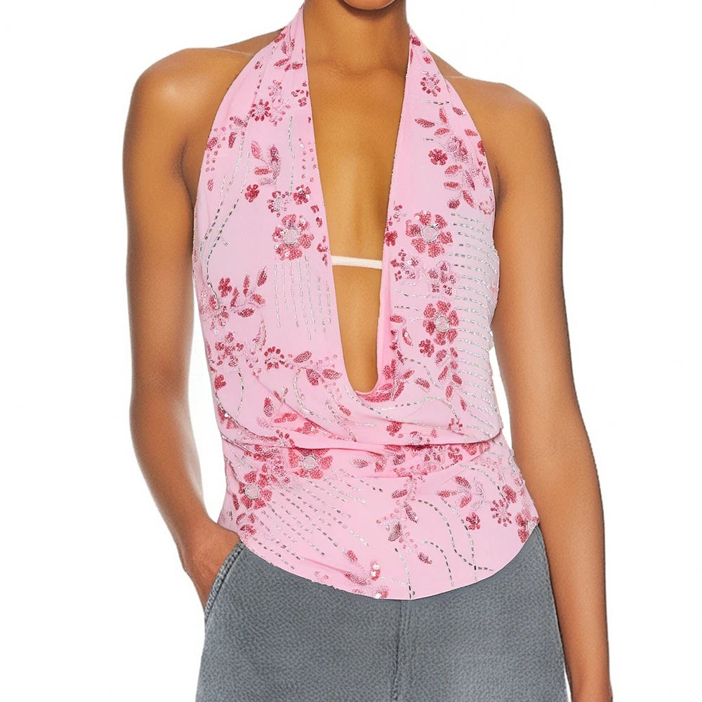 Y2K Sequins Patchwork Tank Top