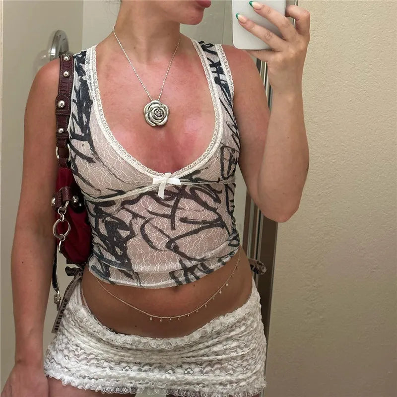 Printed/ Leopard Print Cropped Tank Top