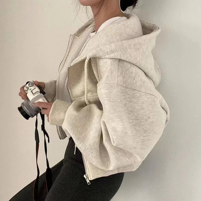 Insfleece-lined Versatile Cropped Zip-up
