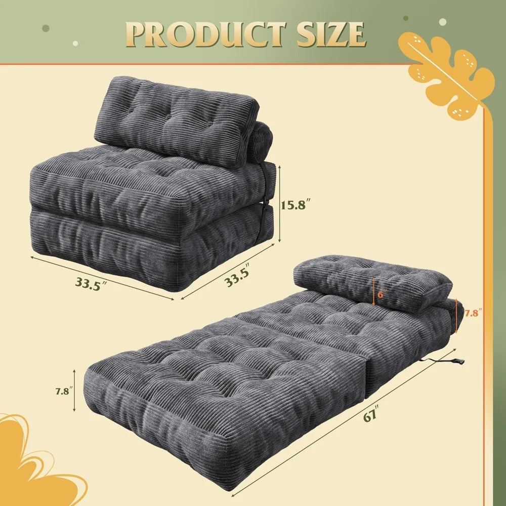 Corduroy Bean Bag Chair with Backrest