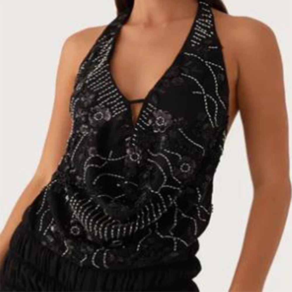 Y2K Sequins Patchwork Tank Top