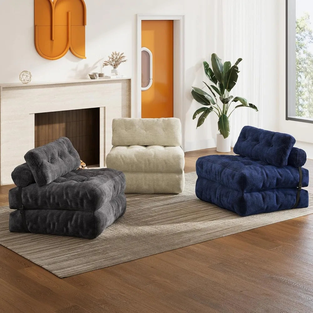 Corduroy Bean Bag Chair with Backrest